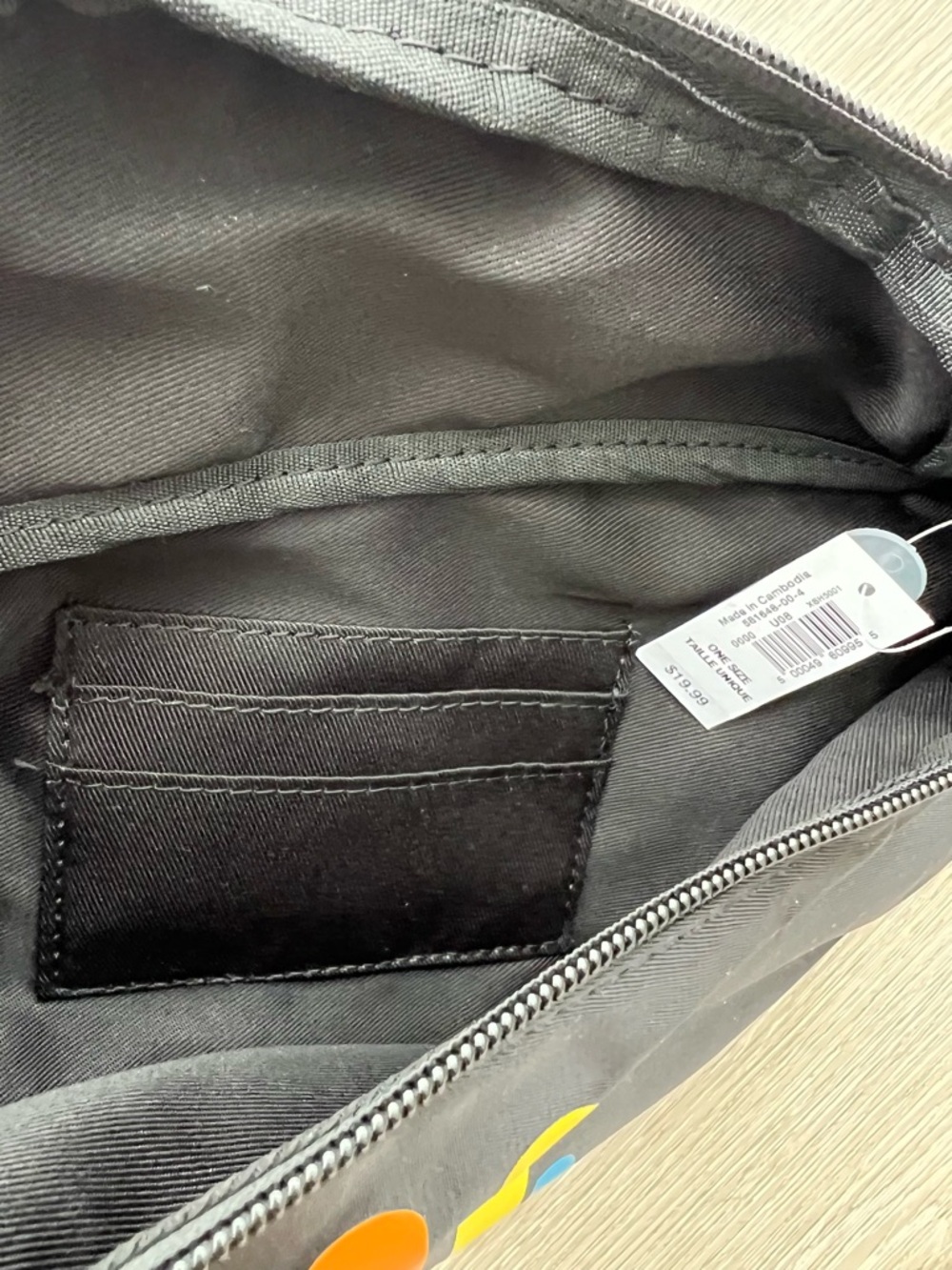 Old Navy Black Fanny Pack with Rainbow Peace Sign - Picture 3 of 4